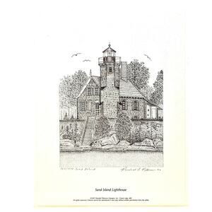 Vintage Sand Island Lighthouse Randall J Peterson Signed Cert. of Authenticity